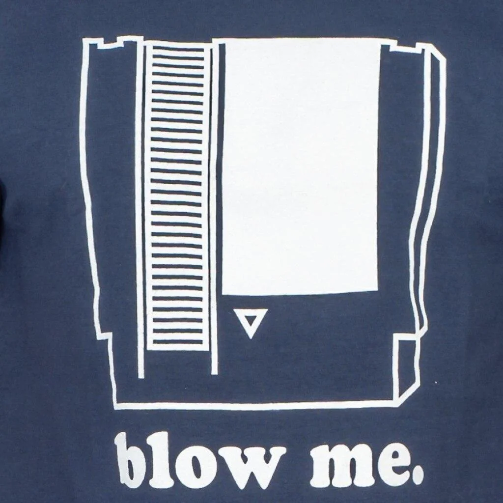 Nintendo Blow Me Navy Adult T-shirt - Image 2