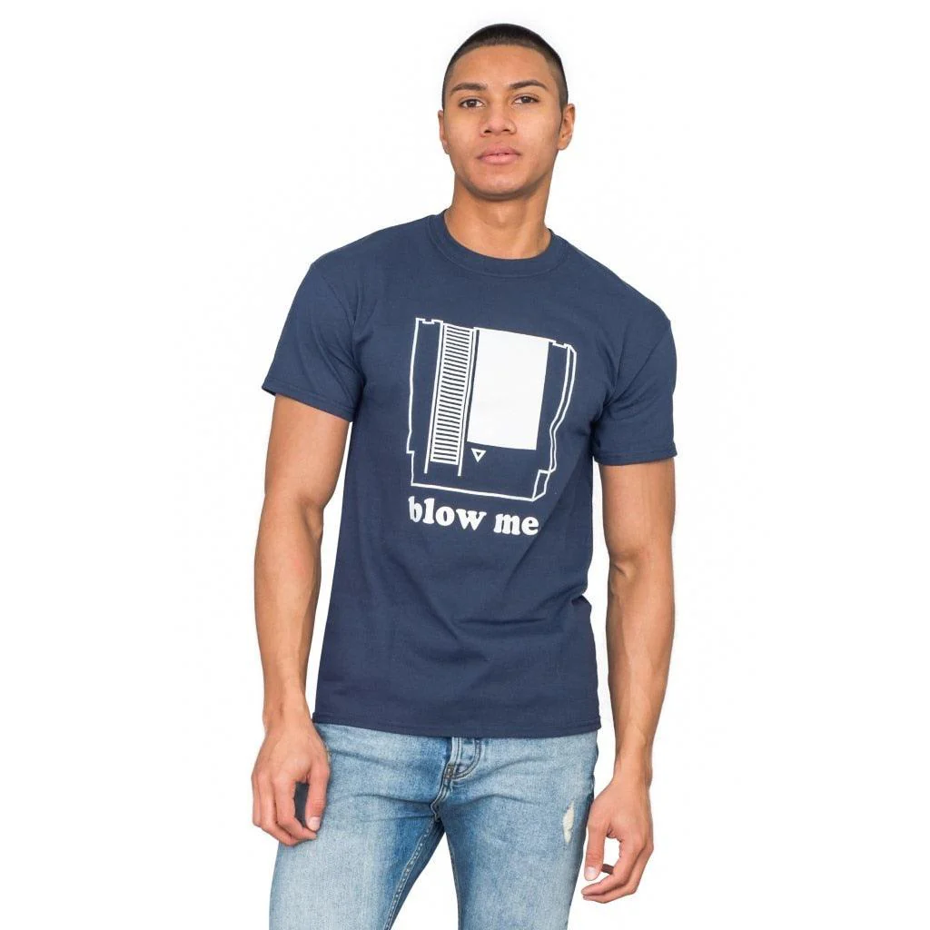 Nintendo Blow Me Navy Adult T-shirt - Image 3