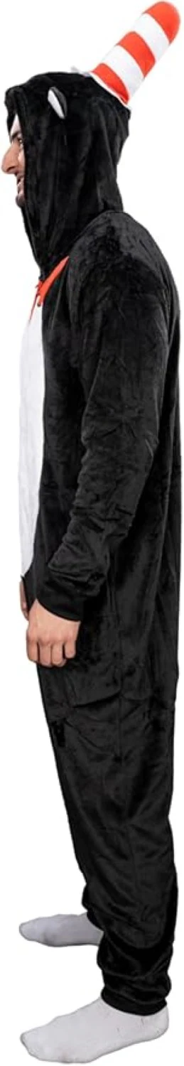 Officially Licensed Dr. Seuss Cat in Hat Adult Unisex Halloween Cosplay Costume Jumpsuit - Image 2