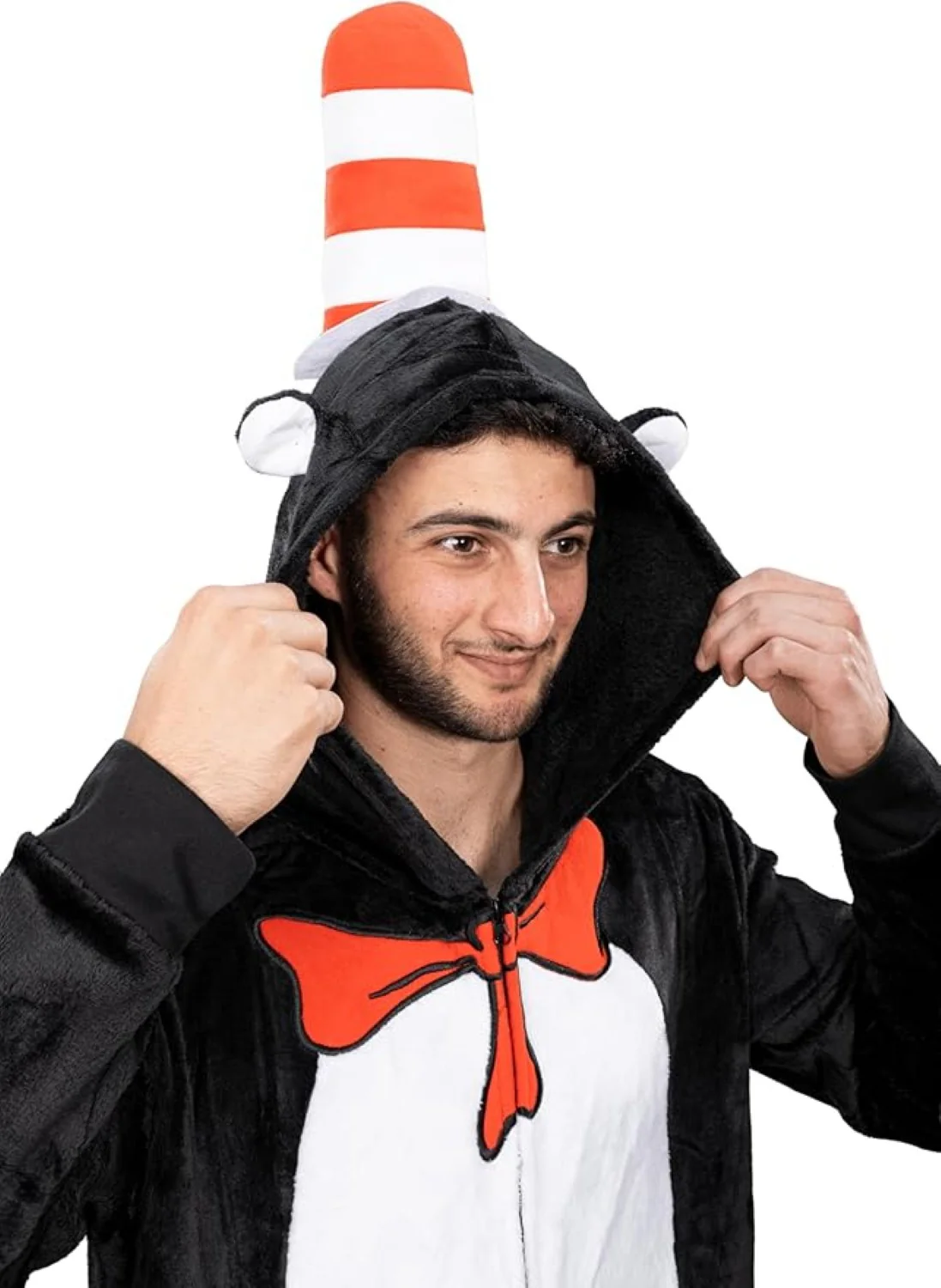 Officially Licensed Dr. Seuss Cat in Hat Adult Unisex Halloween Cosplay Costume Jumpsuit - Image 5