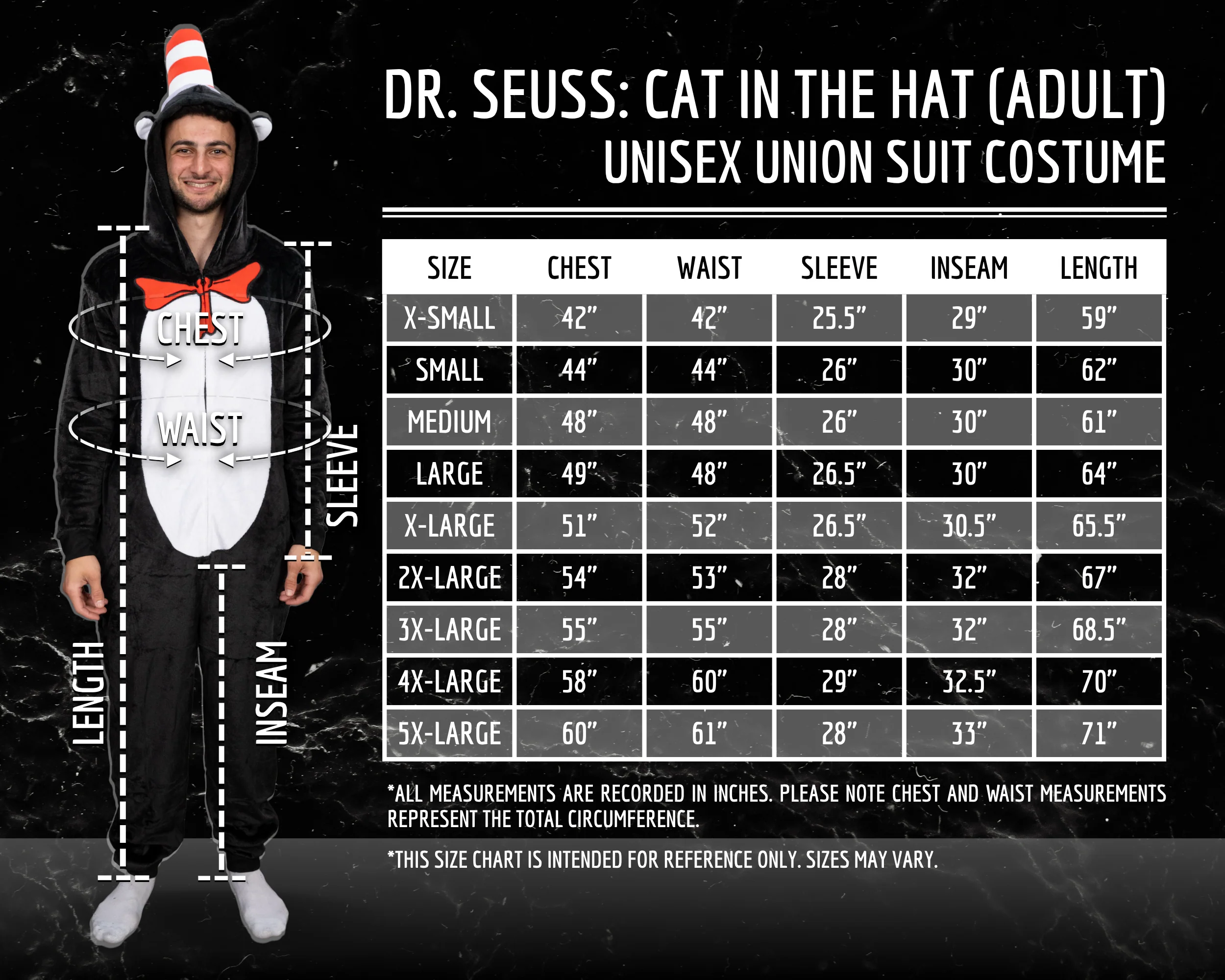 Officially Licensed Dr. Seuss Cat in Hat Adult Unisex Halloween Cosplay Costume Jumpsuit - Image 8