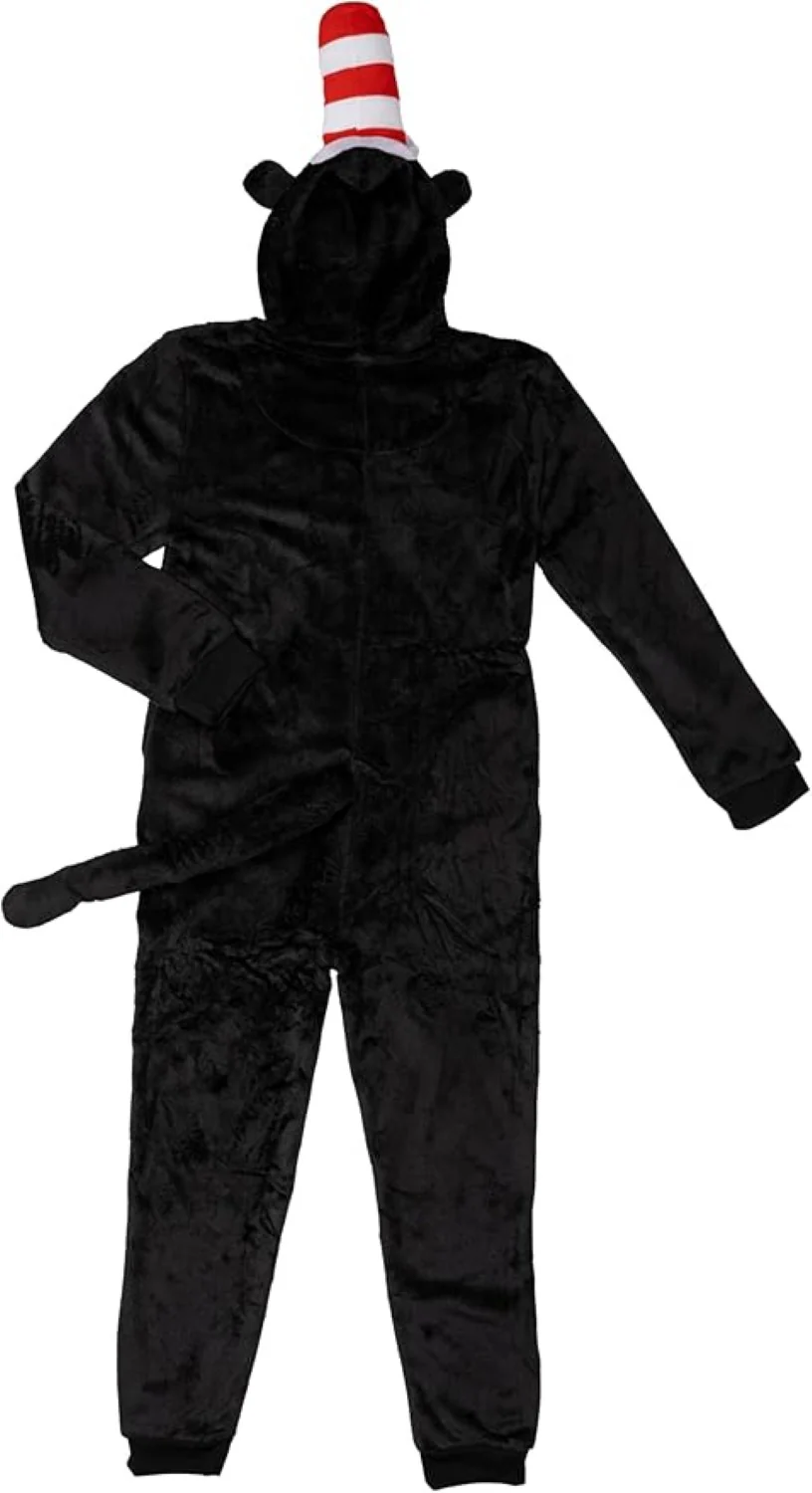 Officially Licensed Kids Youth Seuss Cat in Hall Halloween Cosplay Costume Fleece Jumpsuit - Image 2