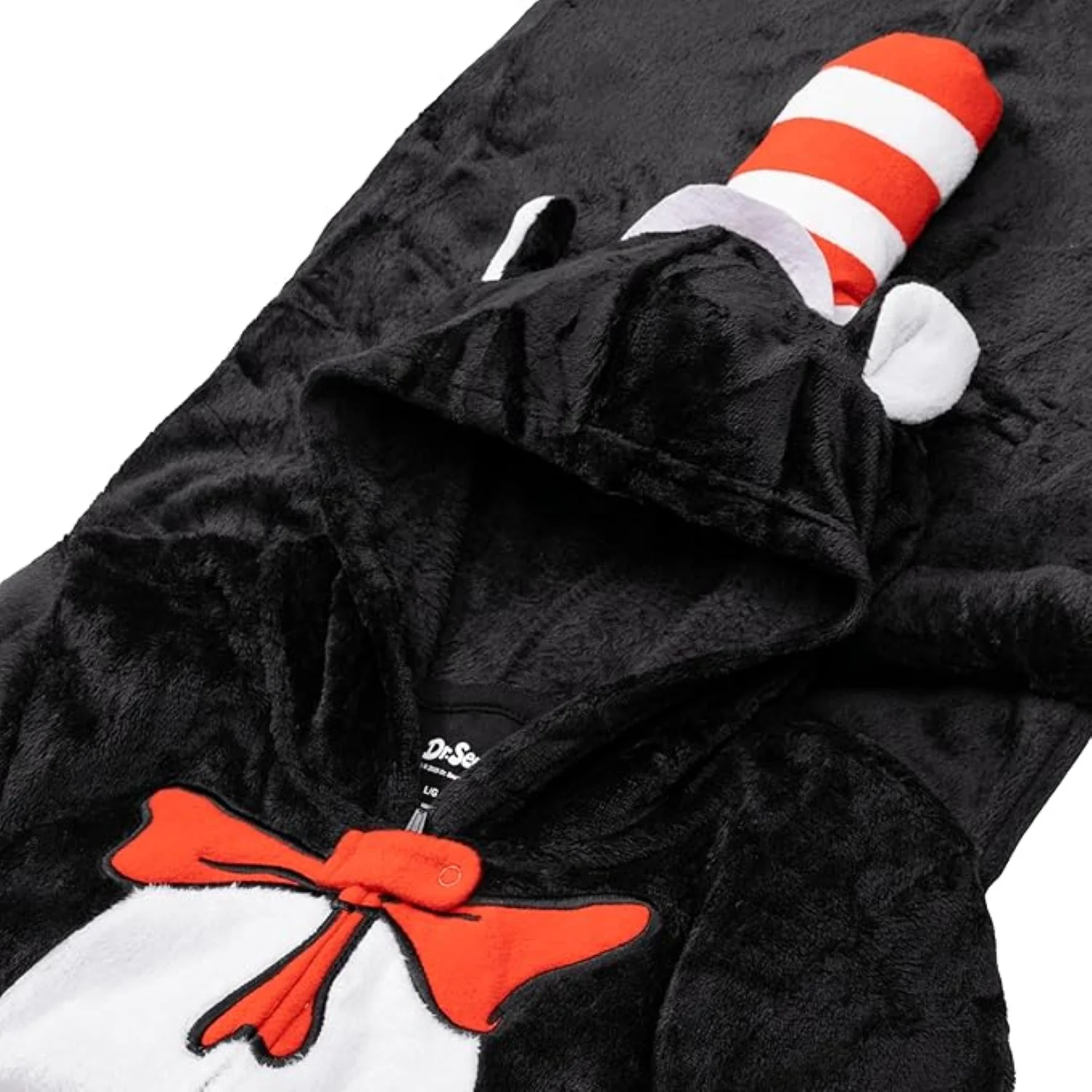 Officially Licensed Kids Youth Seuss Cat in Hall Halloween Cosplay Costume Fleece Jumpsuit - Image 3