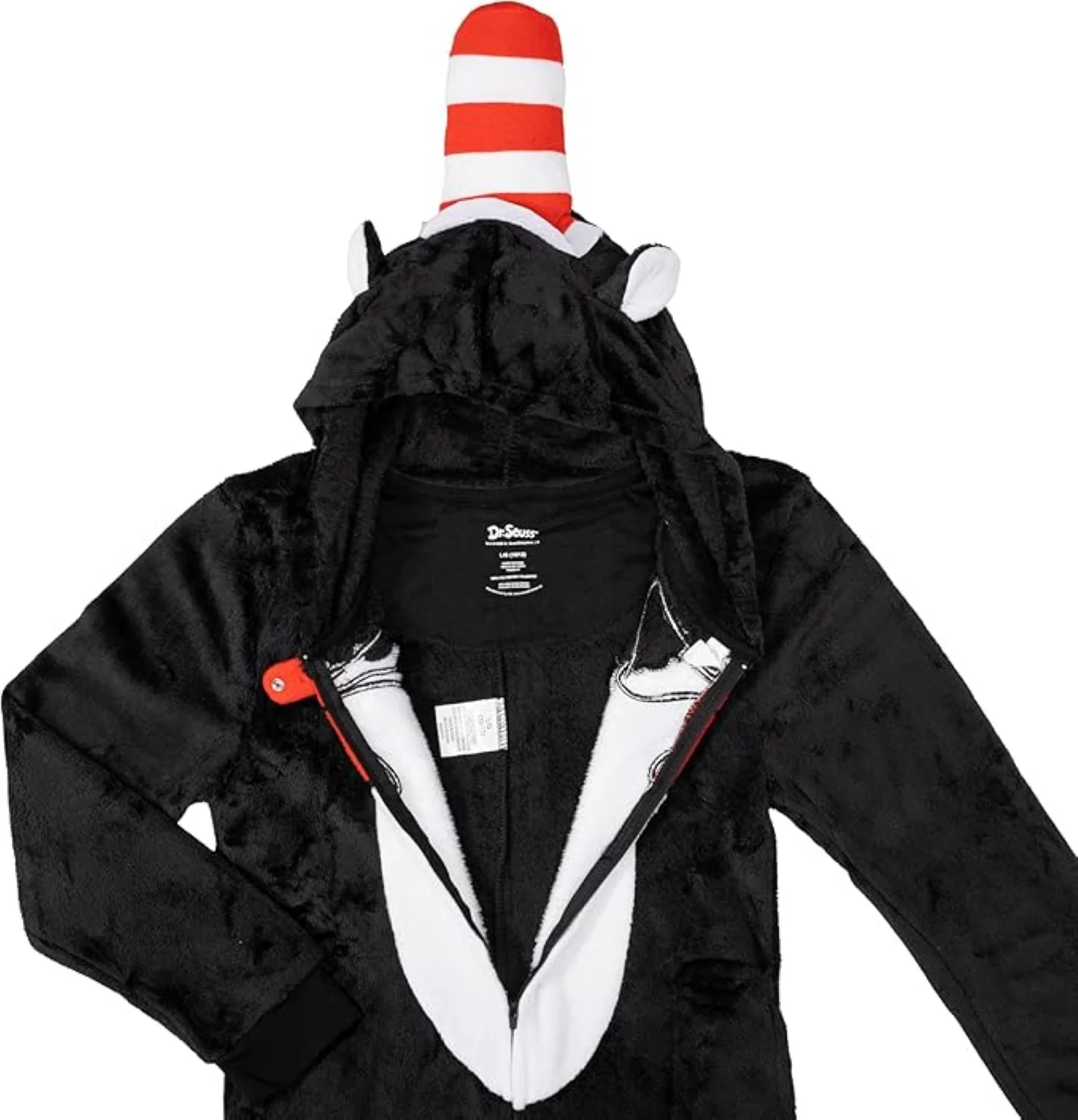 Officially Licensed Kids Youth Seuss Cat in Hall Halloween Cosplay Costume Fleece Jumpsuit - Image 5