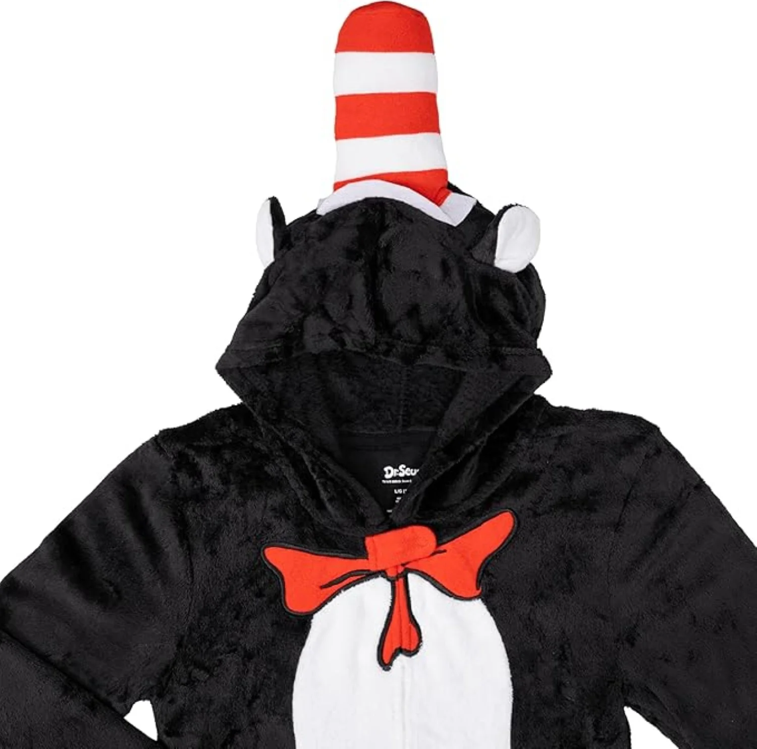 Officially Licensed Kids Youth Seuss Cat in Hall Halloween Cosplay Costume Fleece Jumpsuit - Image 6