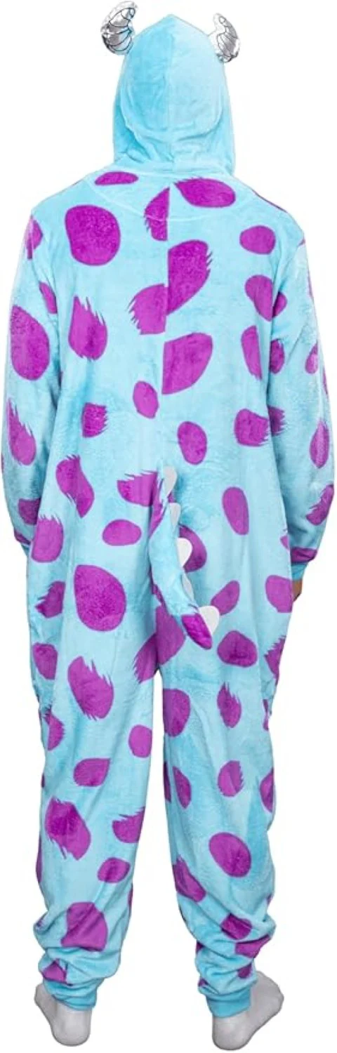 Officially Licensed Monsters Inc Sulley Adult Unisex Halloween Cosplay Costume Fleece Zip Up Jumpsuit - Image 2