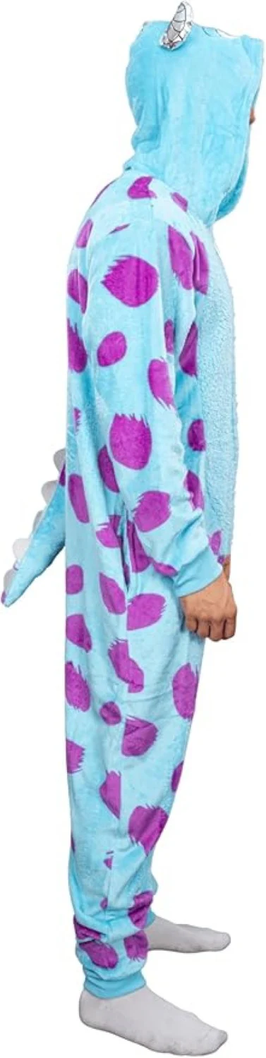 Officially Licensed Monsters Inc Sulley Adult Unisex Halloween Cosplay Costume Fleece Zip Up Jumpsuit - Image 4