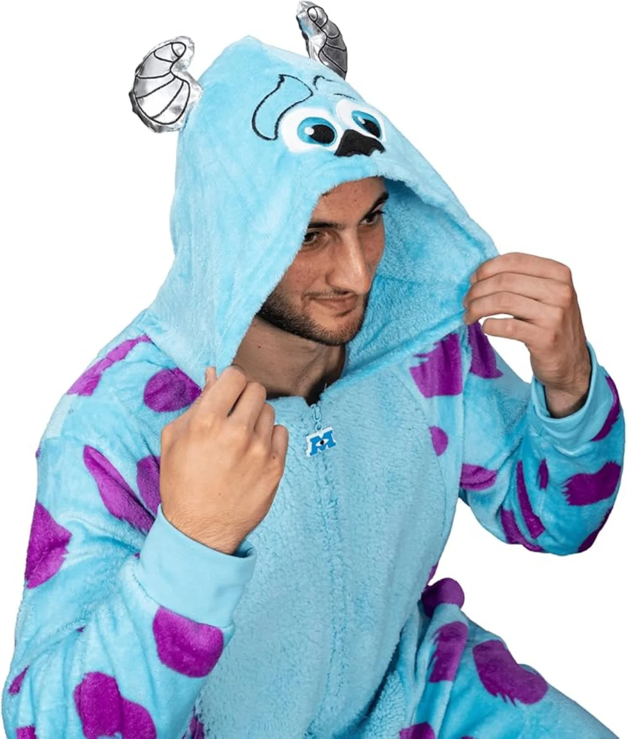 Officially Licensed Monsters Inc Sulley Adult Unisex Halloween Cosplay Costume Fleece Zip Up Jumpsuit - Image 6