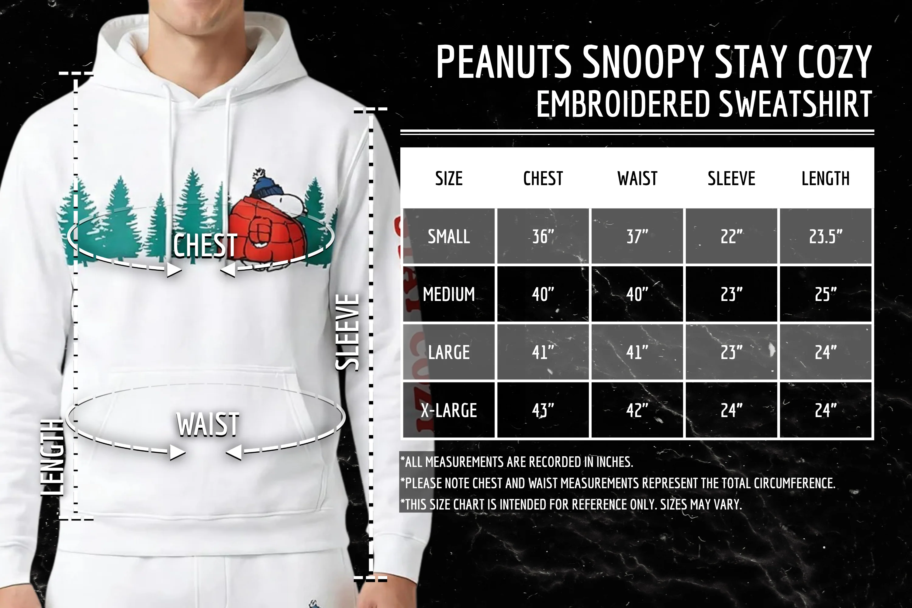 Officially Licensed Peanuts Snoopy Stay Cozy Embroidered Hoodie Adult Unisex Pullover - Image 8