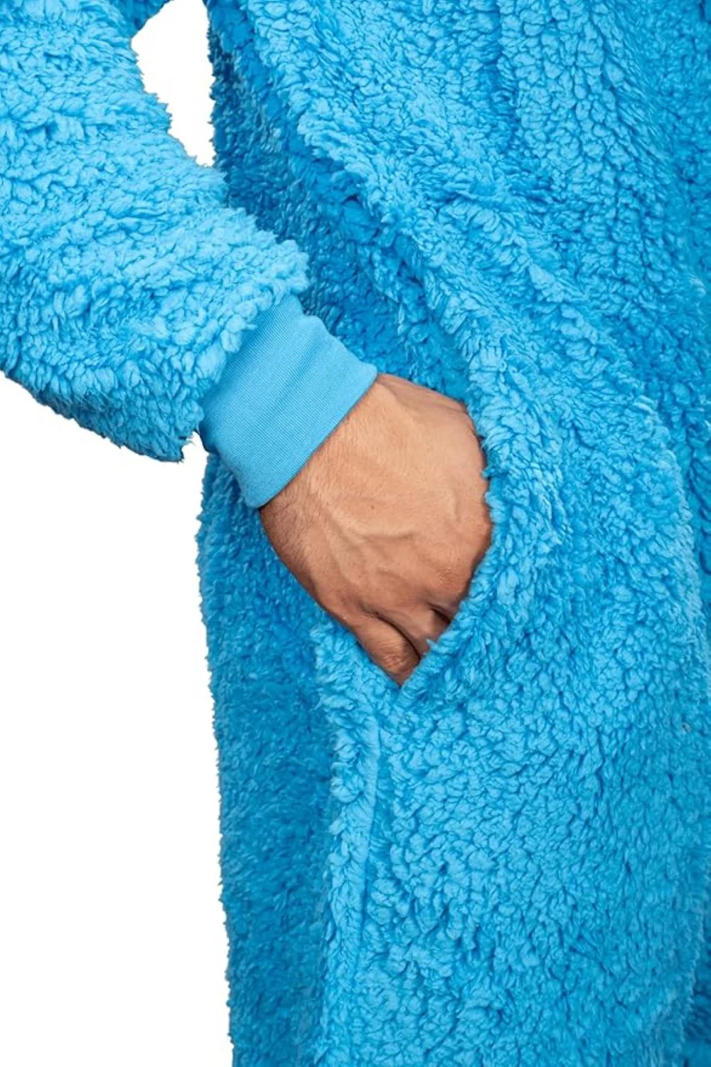 Officially Licensed Sesame Street Cookie Monster Adult Unisex Halloween Cosplay Costume Fleece Jumpsuit - Image 6