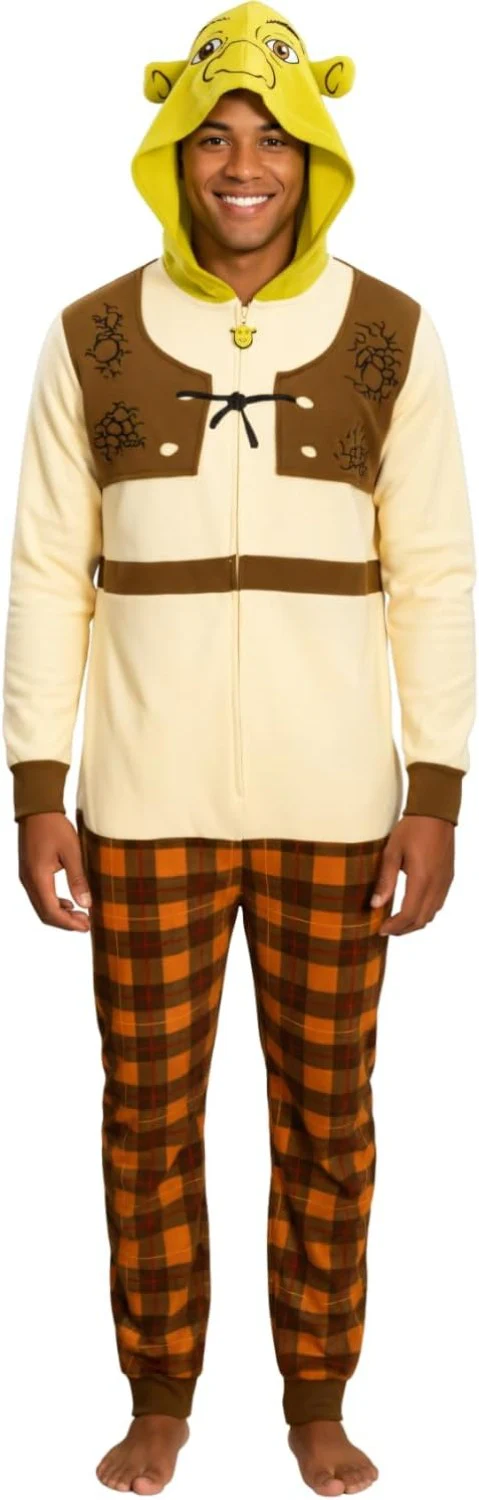 Officially Licensed Shrek Adult Unisex Halloween Cosplay Costume Fleece Jumpsuit