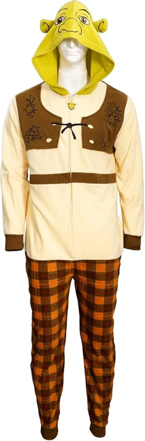 Officially Licensed Shrek Adult Unisex Halloween Cosplay Costume Fleece Jumpsuit - Image 3