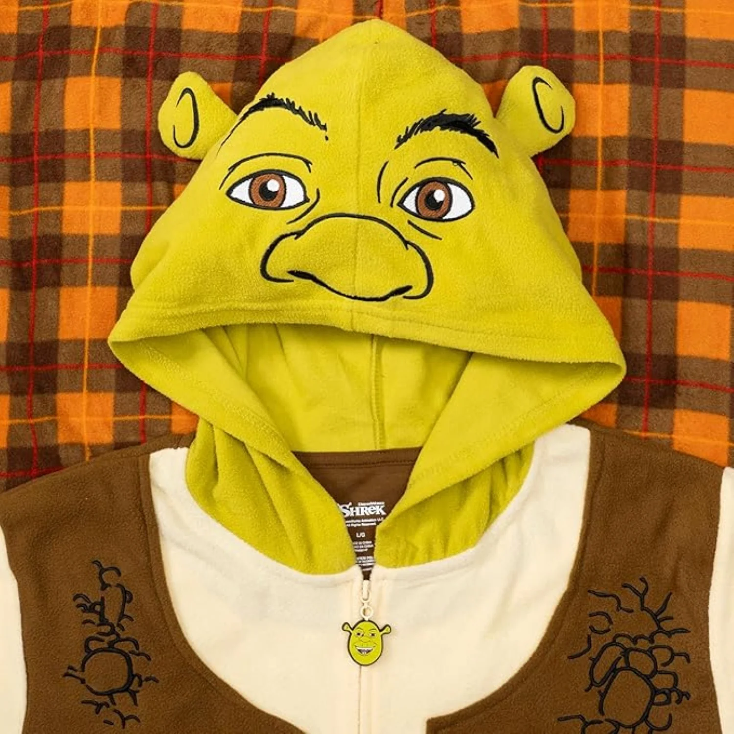 Officially Licensed Shrek Adult Unisex Halloween Cosplay Costume Fleece Jumpsuit - Image 6