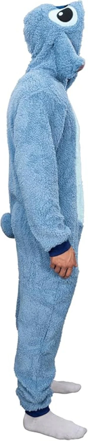 Officially Licensed Stitch Adult Unisex Halloween Cosplay Costume Fleece Jumpsuit - Image 2