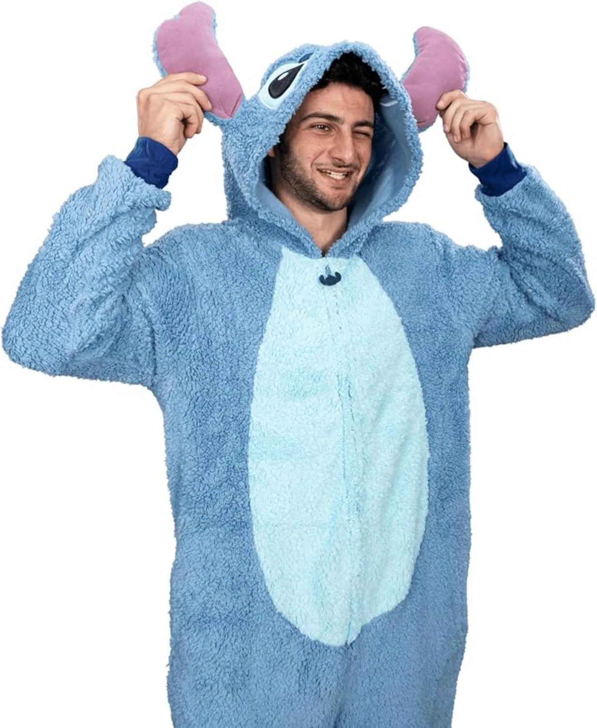 Officially Licensed Stitch Adult Unisex Halloween Cosplay Costume Fleece Jumpsuit - Image 4