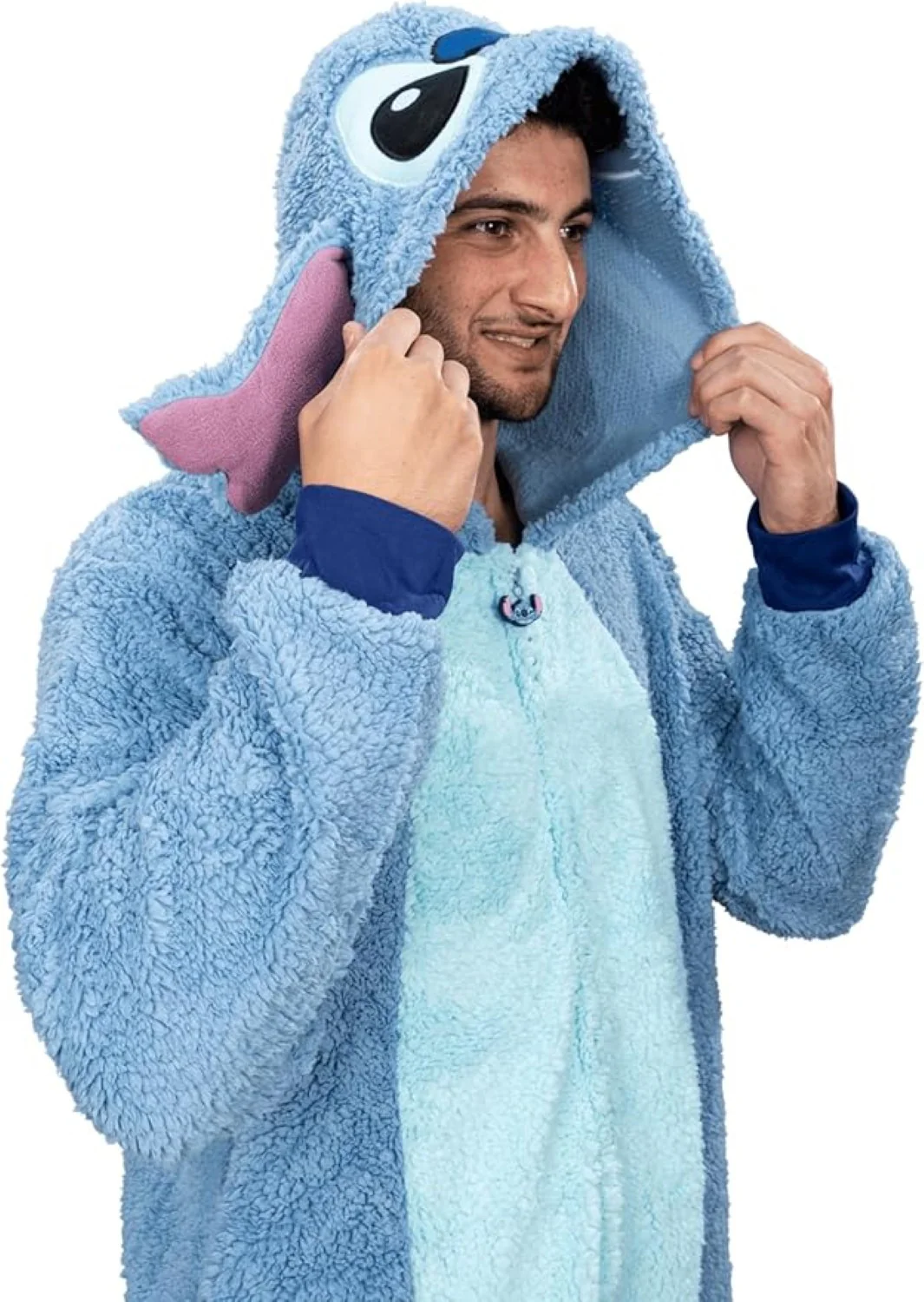 Officially Licensed Stitch Adult Unisex Halloween Cosplay Costume Fleece Jumpsuit - Image 6
