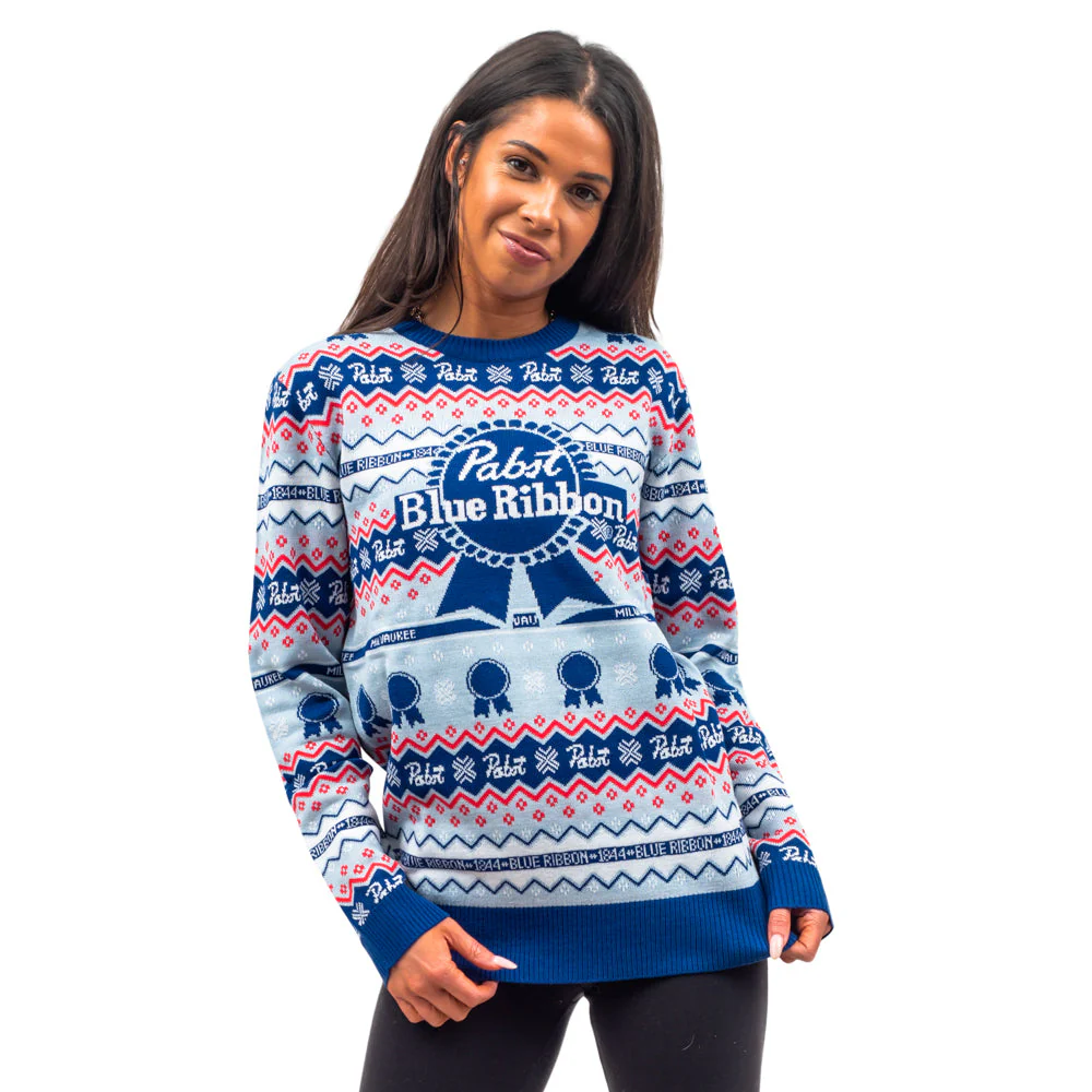 Pabst Fair Isle Beer Holiday Ugly Christmas Sweater - Image 2