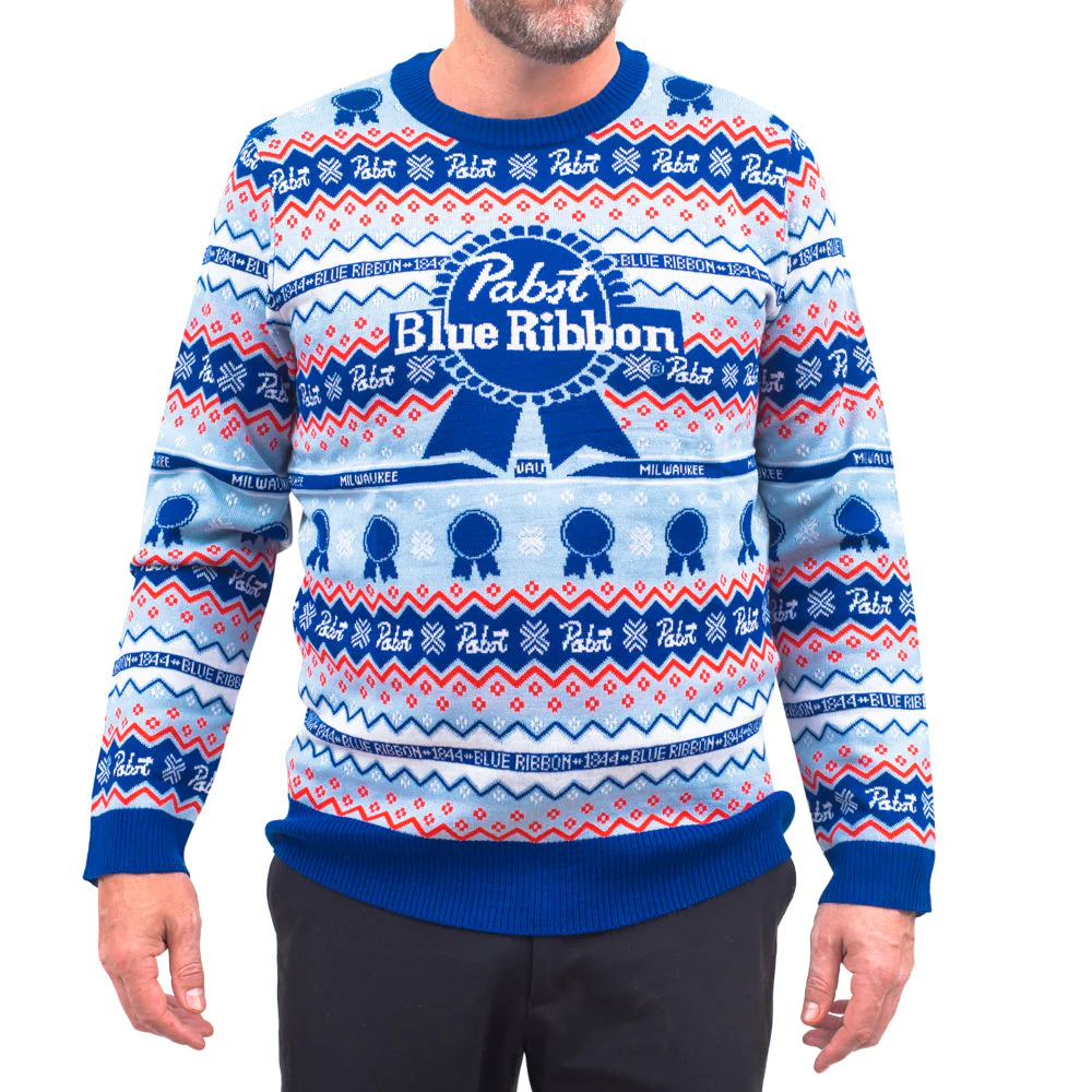 Pabst Fair Isle Beer Holiday Ugly Christmas Sweater - Image 3