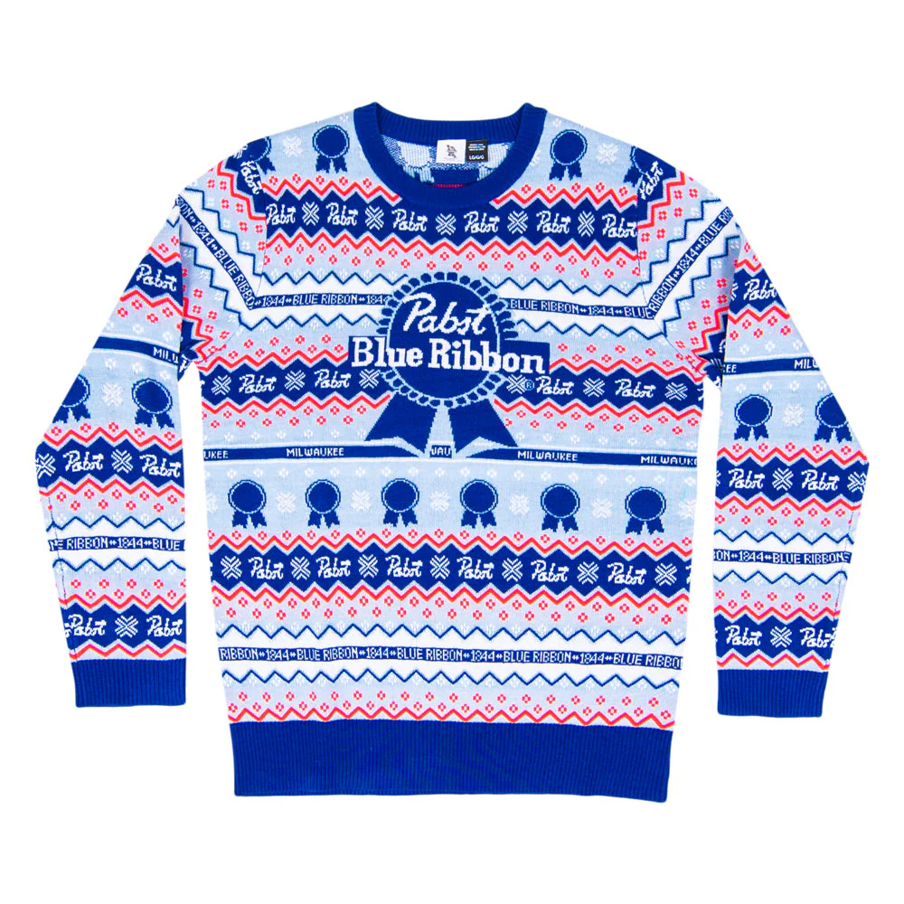 Pabst Fair Isle Beer Holiday Ugly Christmas Sweater - Image 4