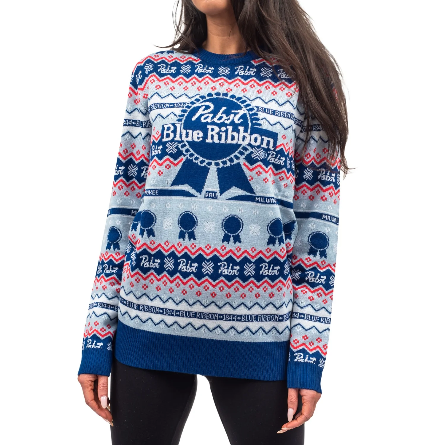 Pabst Fair Isle Beer Holiday Ugly Christmas Sweater - Image 6