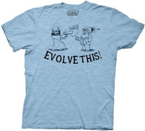 Paul Movie Evolve This! Jesus Shooting Darwin T-shirt
