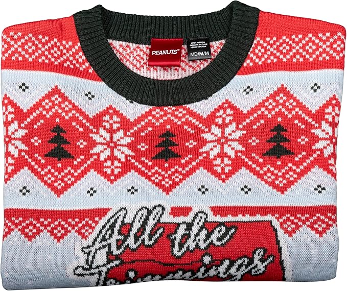 Peanuts House Snoopy and Woodstock All The Trimmings Adult Ugly Christmas Sweater - Image 2
