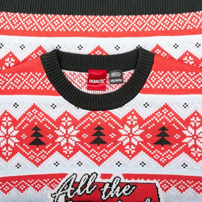 Peanuts House Snoopy and Woodstock All The Trimmings Adult Ugly Christmas Sweater - Image 3
