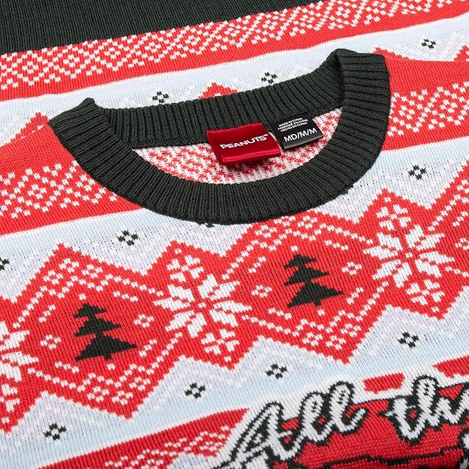 Peanuts House Snoopy and Woodstock All The Trimmings Adult Ugly Christmas Sweater - Image 4
