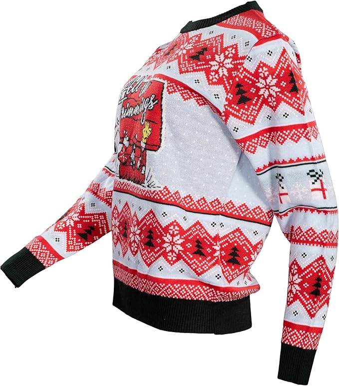 Peanuts House Snoopy and Woodstock All The Trimmings Adult Ugly Christmas Sweater - Image 7