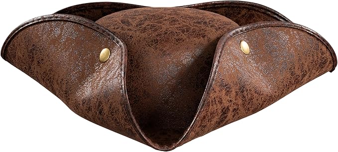 Pirate Hat Faux Leather Tricorn Colonial Renaissance Halloween Costume Cosplay Accessory - Image 14