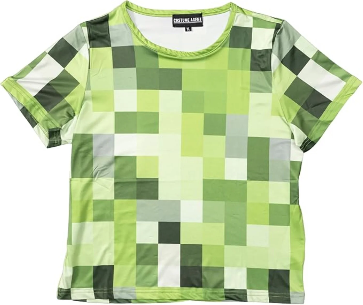 Pixelated Blocks Youth Halloween Costume T-Shirt Big Pixel Style Cosplay Top for Kids Blue or Green - Image 2