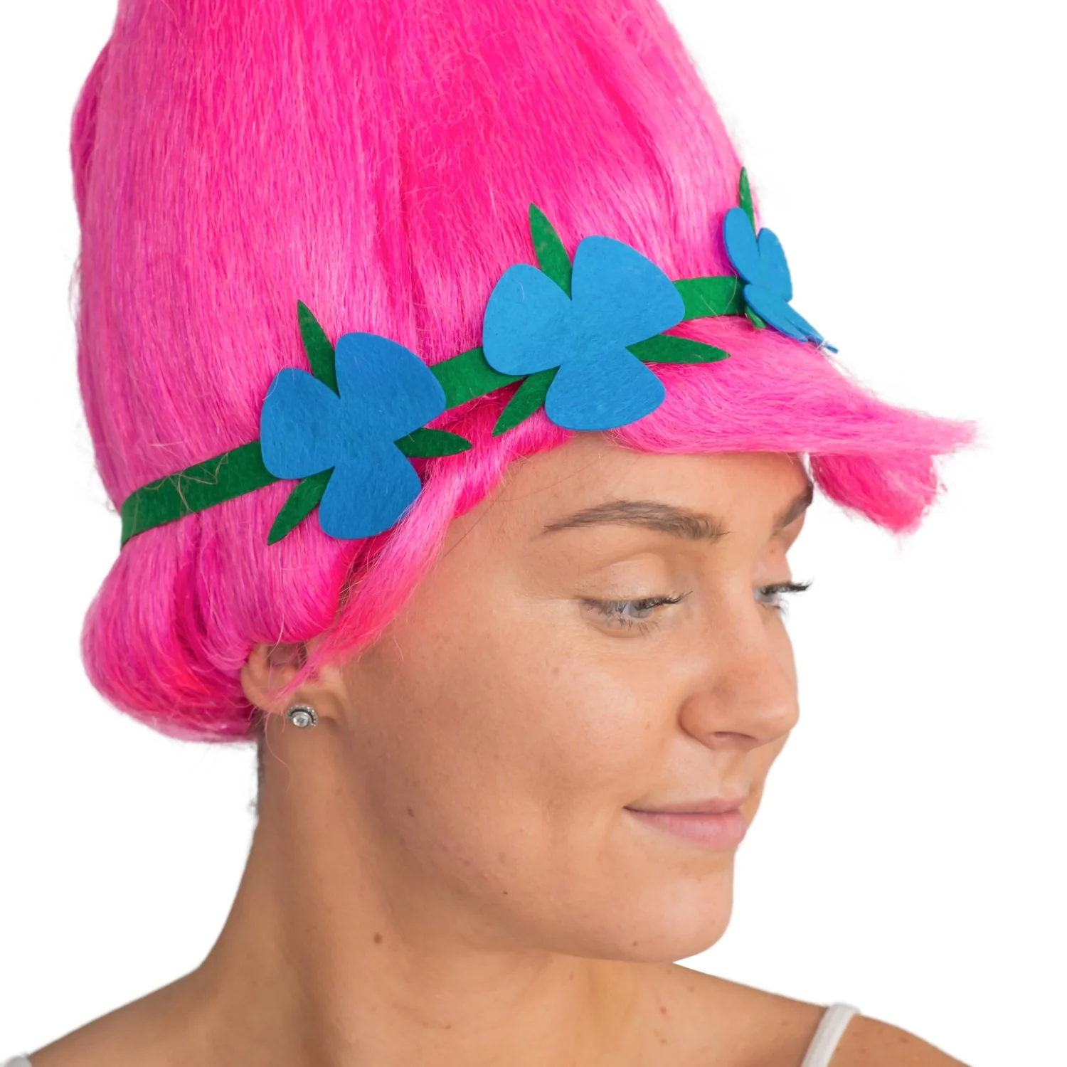 Princess Troll Movie Pink Adult Deluxe Halloween Costume Cosplay Wig - Image 8