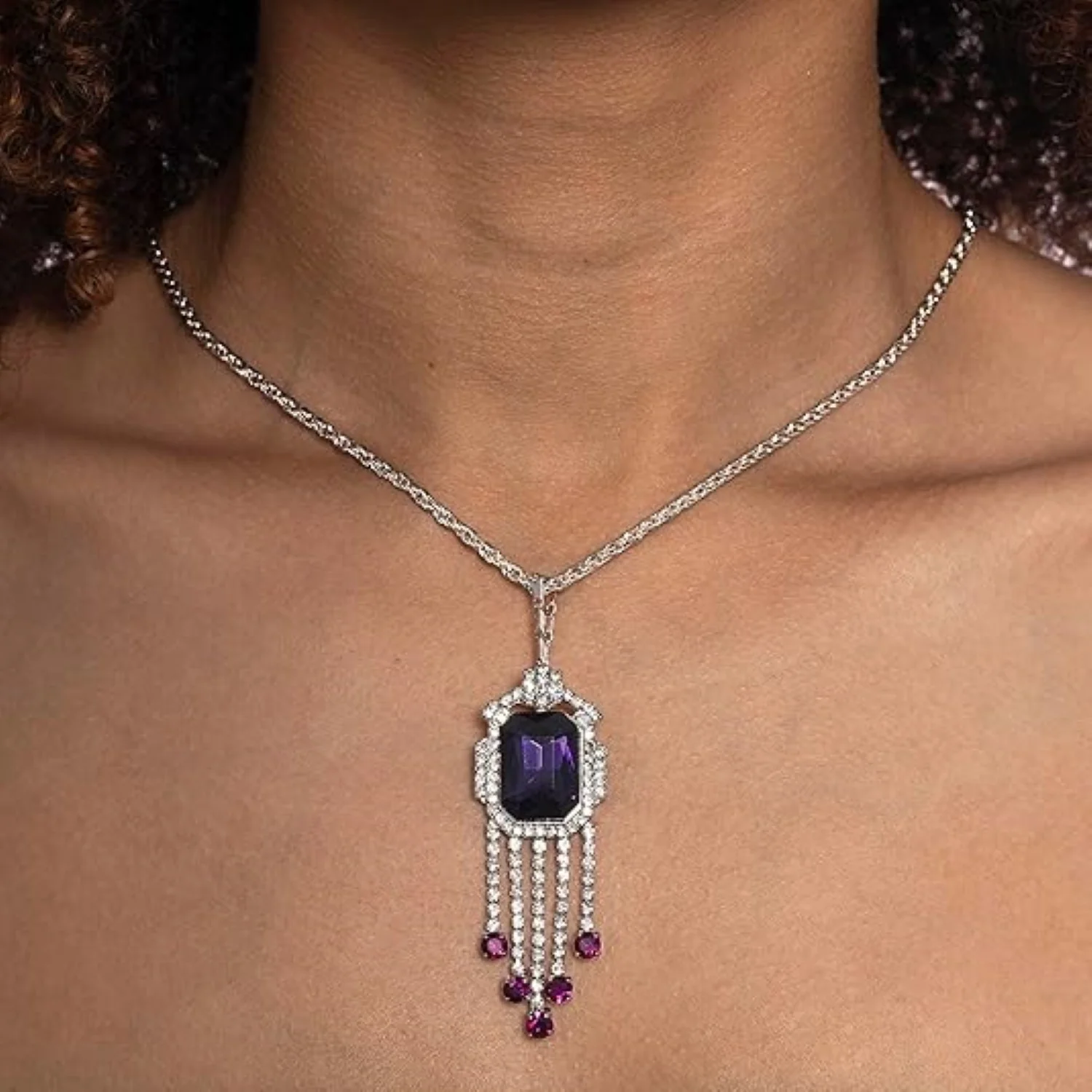 Purple Orchid Necklace Pendant Halloween Cosplay Costume Accessory - Image 2