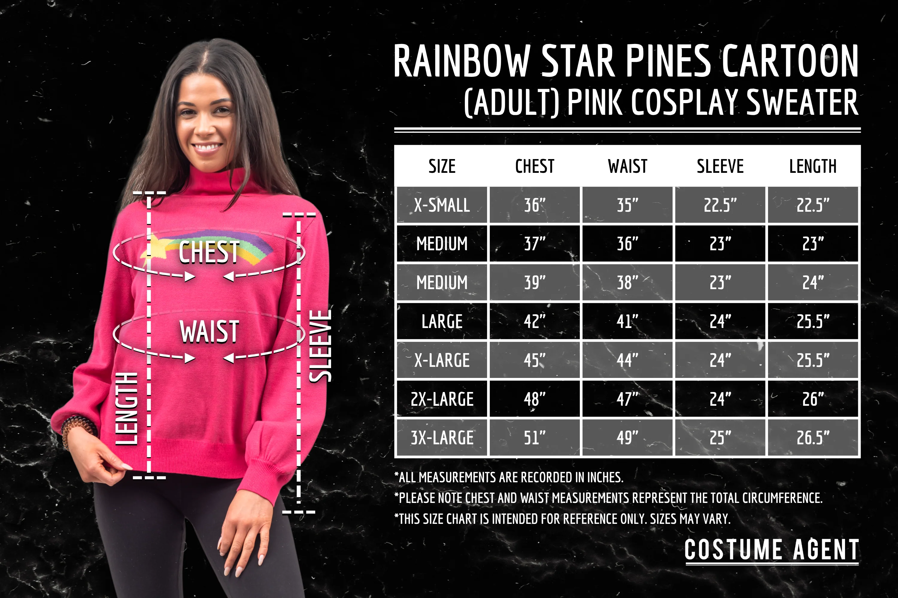 Rainbow Star Pink Pines Cartoon Sweater Halloween Costume Cosplay - Image 7