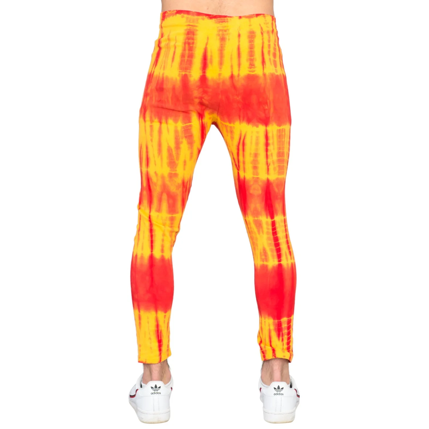 Red and Yellow Tie-Dye Wrestling Legging Tights Pants - Image 8