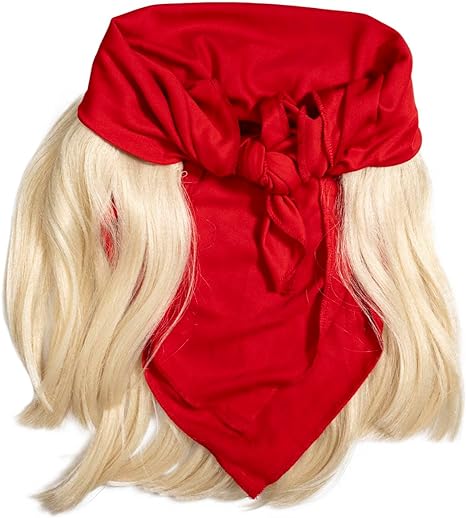 Red Mania Wrestler Bandana with Attached Wig and Mustache - Image 4