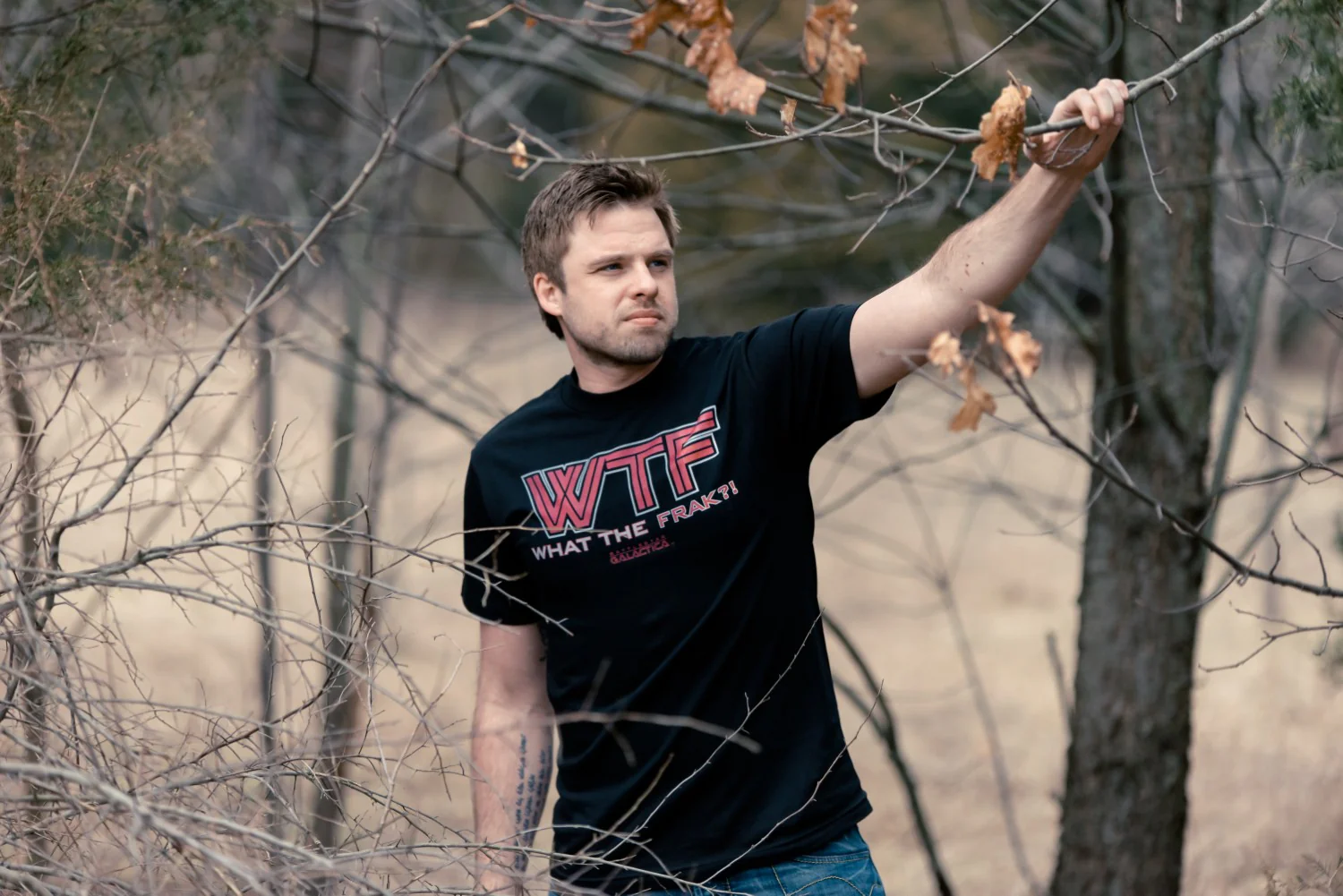Red Logo What The Frack Adult T-Shirt - Image 2