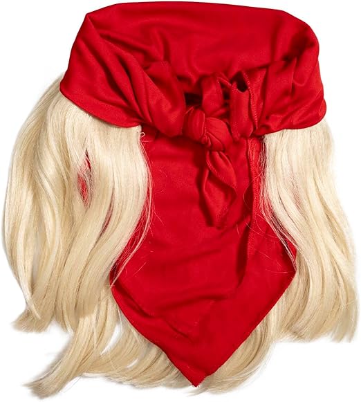 Red 1980s Mania Unisex Halloween Cosplay Costume Accessory Kit (Bandana w/ Wig\Moustache) - Image 4