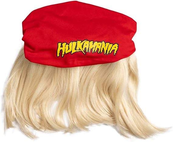 Red 1980s Mania Unisex Halloween Cosplay Costume Accessory Kit (Bandana w/ Wig\Moustache) - Image 5