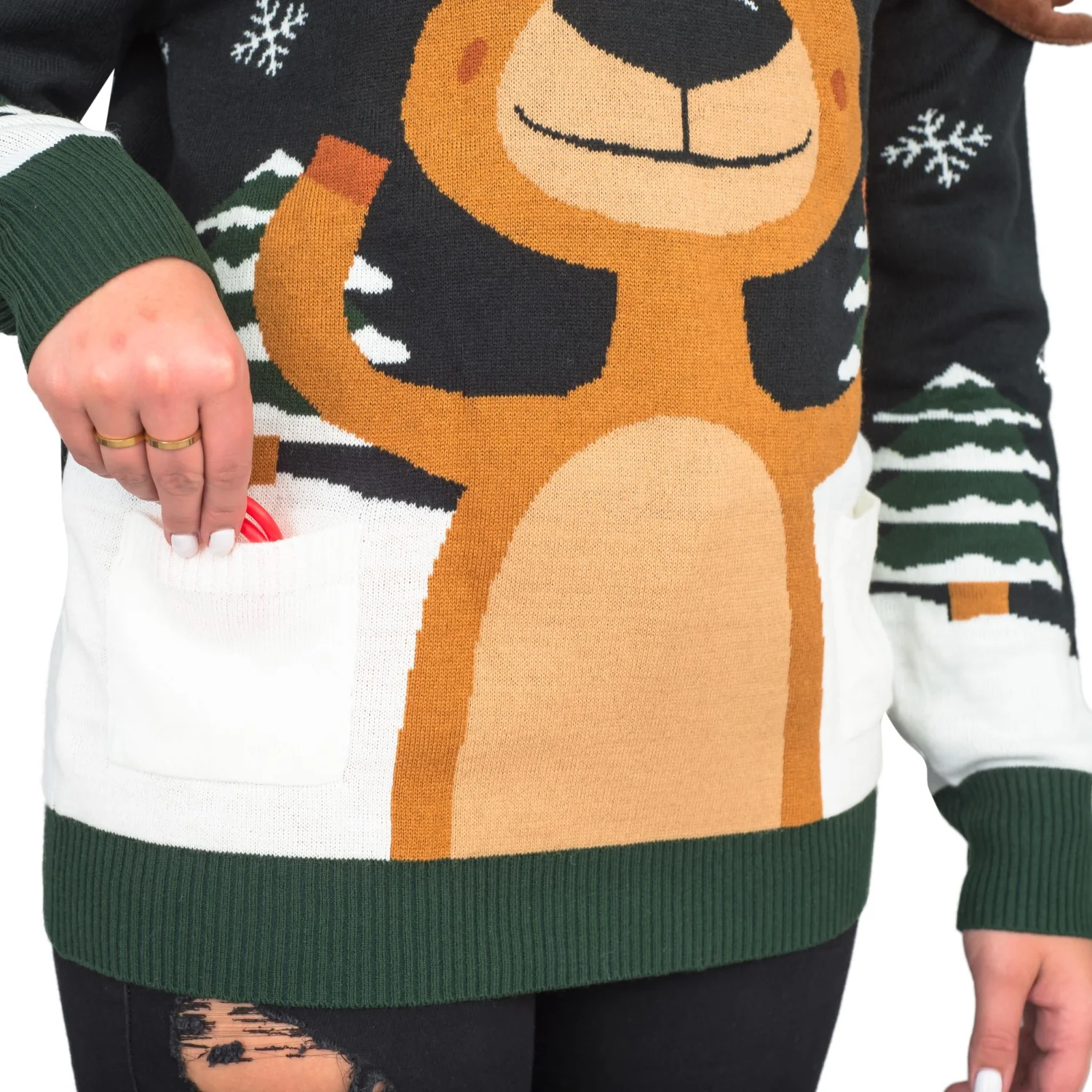 Funny Unisex Reindeer Ring Toss 3D Ugly Christmas Sweater - Image 5