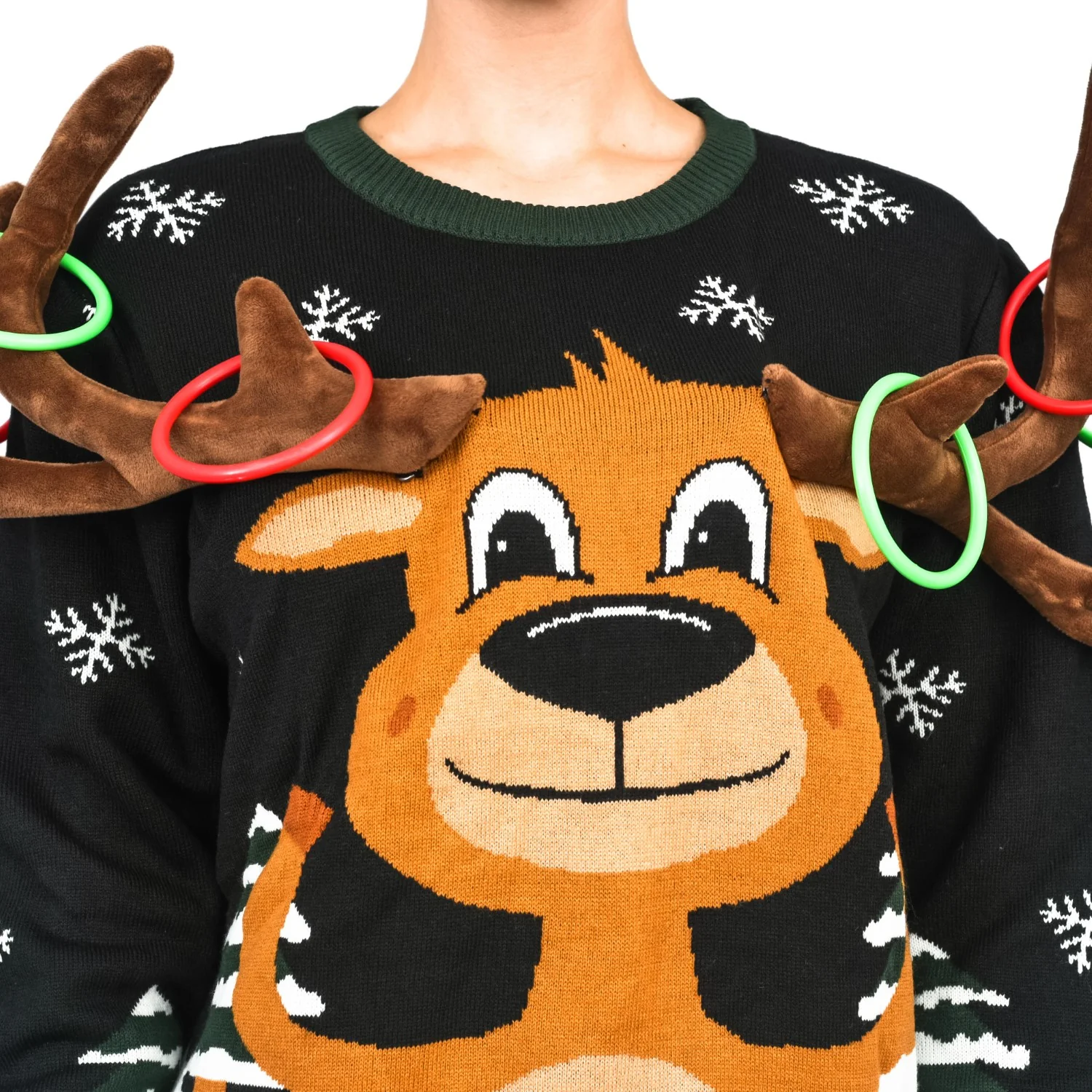 Funny Unisex Reindeer Ring Toss 3D Ugly Christmas Sweater - Image 9