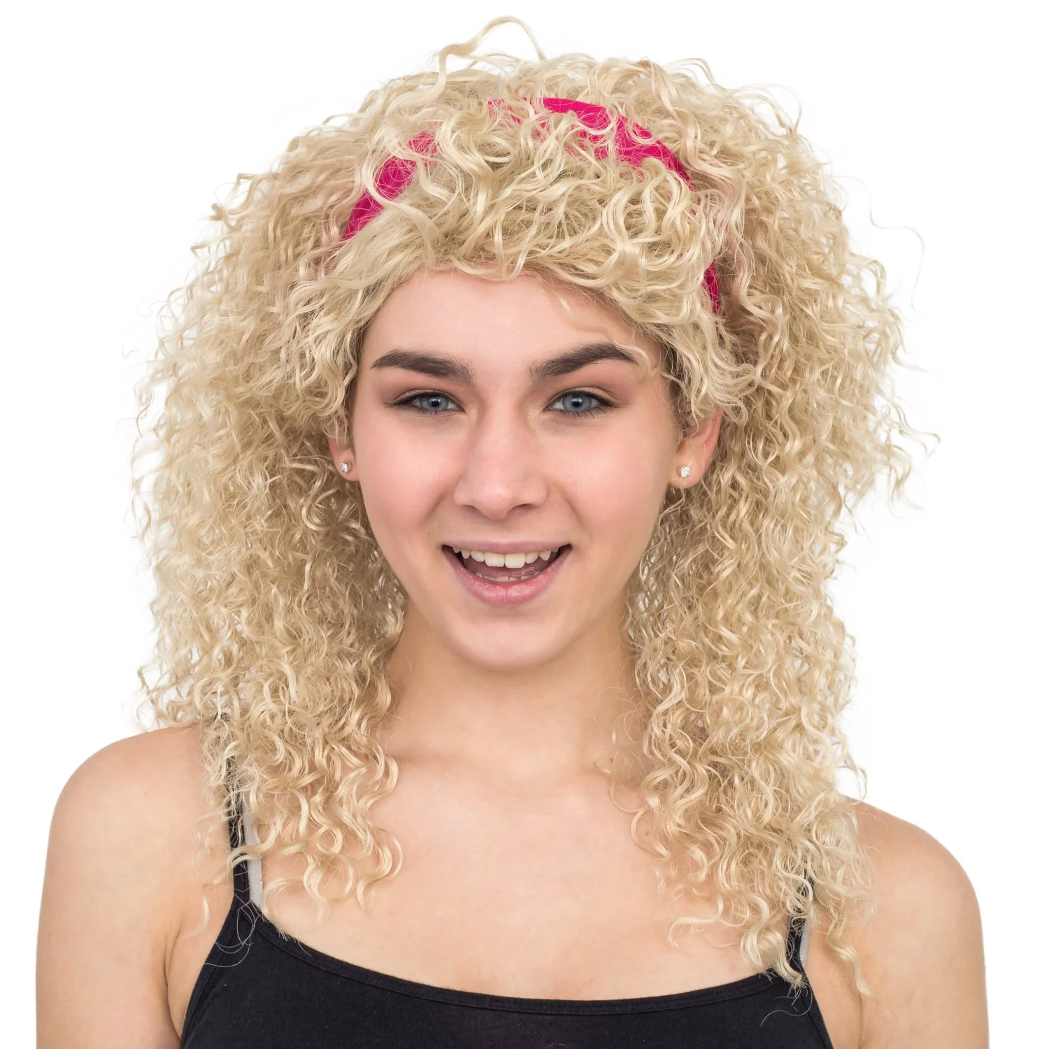 Retro 80s Aerobics Instructor Deluxe Halloween Cosplay Costume Wig and Headband Set - Image 7