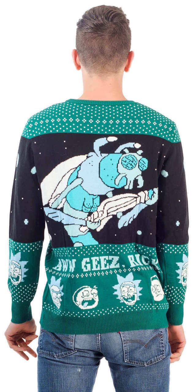 Rick and Morty Alien Aww Geez Christmas Sweater - Image 2