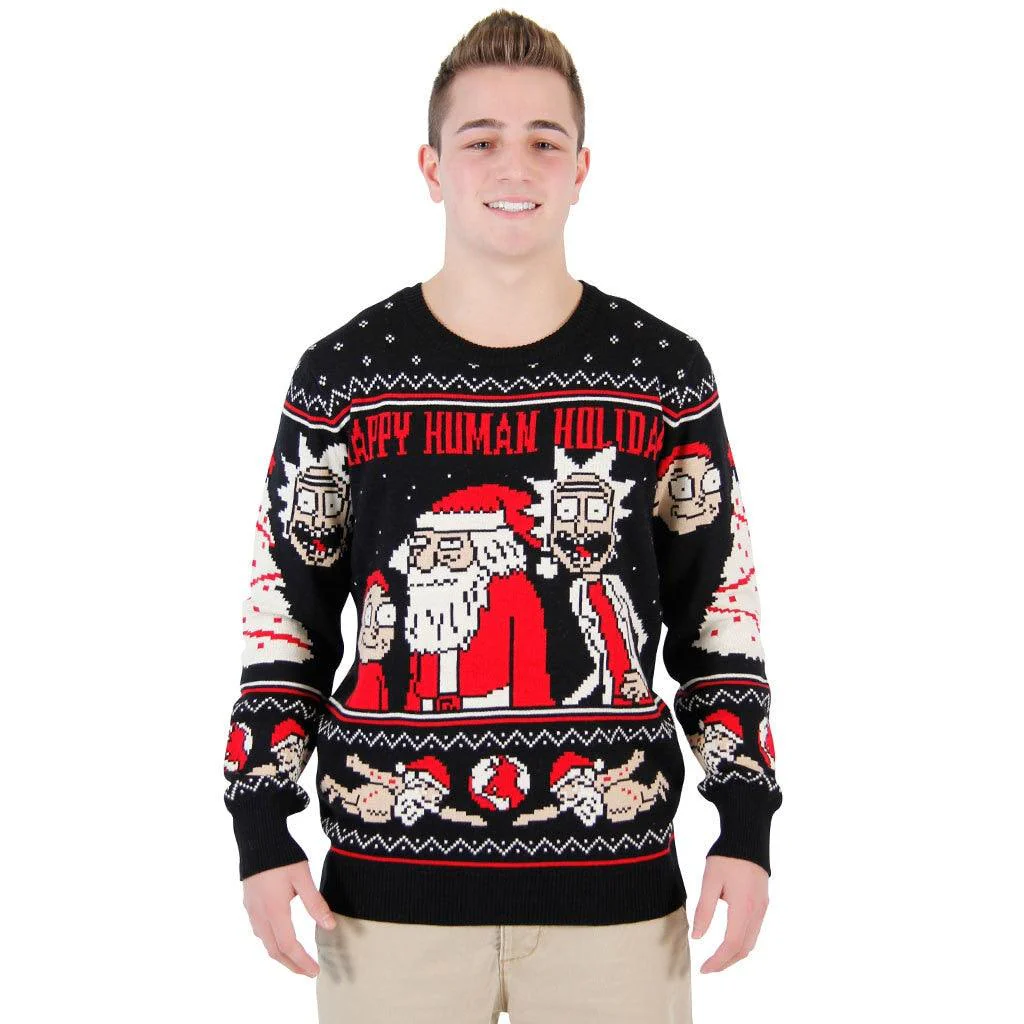 Rick and Morty Exploding Santa Ugly Christmas Sweater - Image 6