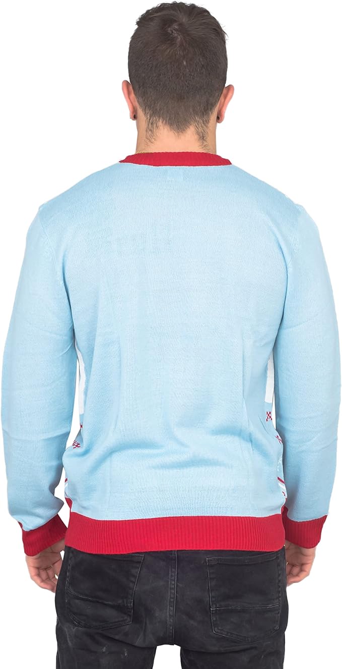 Rick and Morty Holiday Party Light Blue Adult Unisex Ugly Christmas Sweater - Image 5