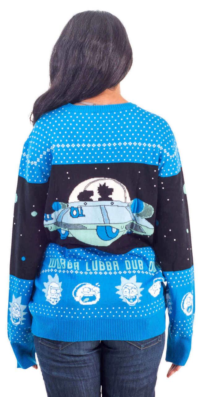 Rick and Morty Wubba Lubba Spaceship Christmas Sweater - Image 2