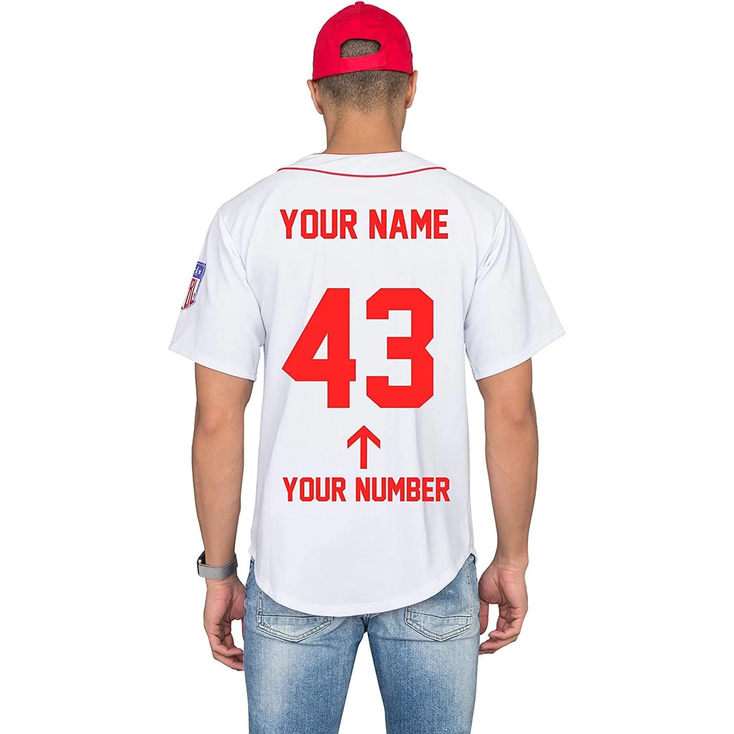 Rockford Peaches AAGPBL Baseball Mens Costume Jersey & Hat - Image 3