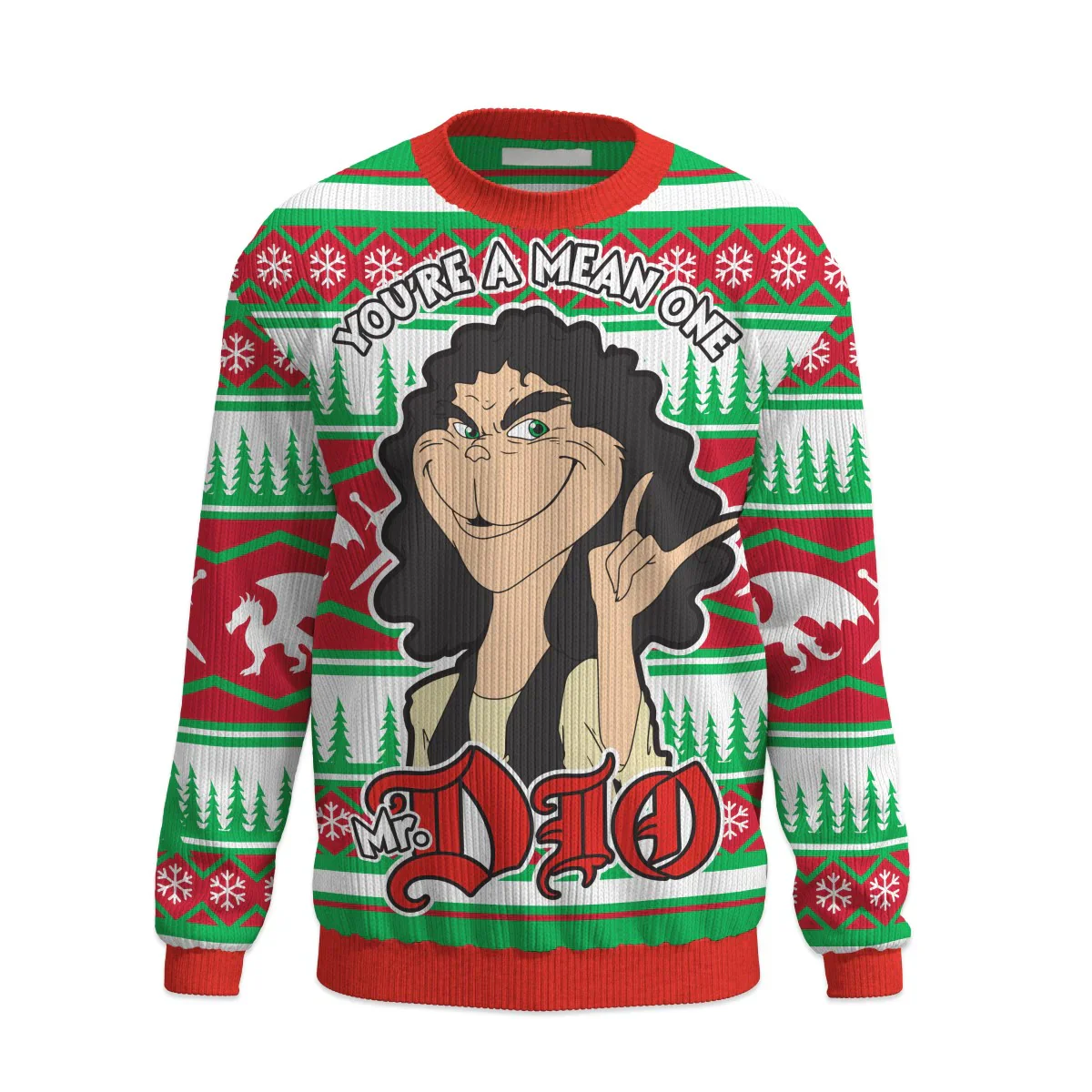 Ronnie James Dio "You're A Mean One" Heavy Metal Adult Unisex Ugly Christmas Sweater
