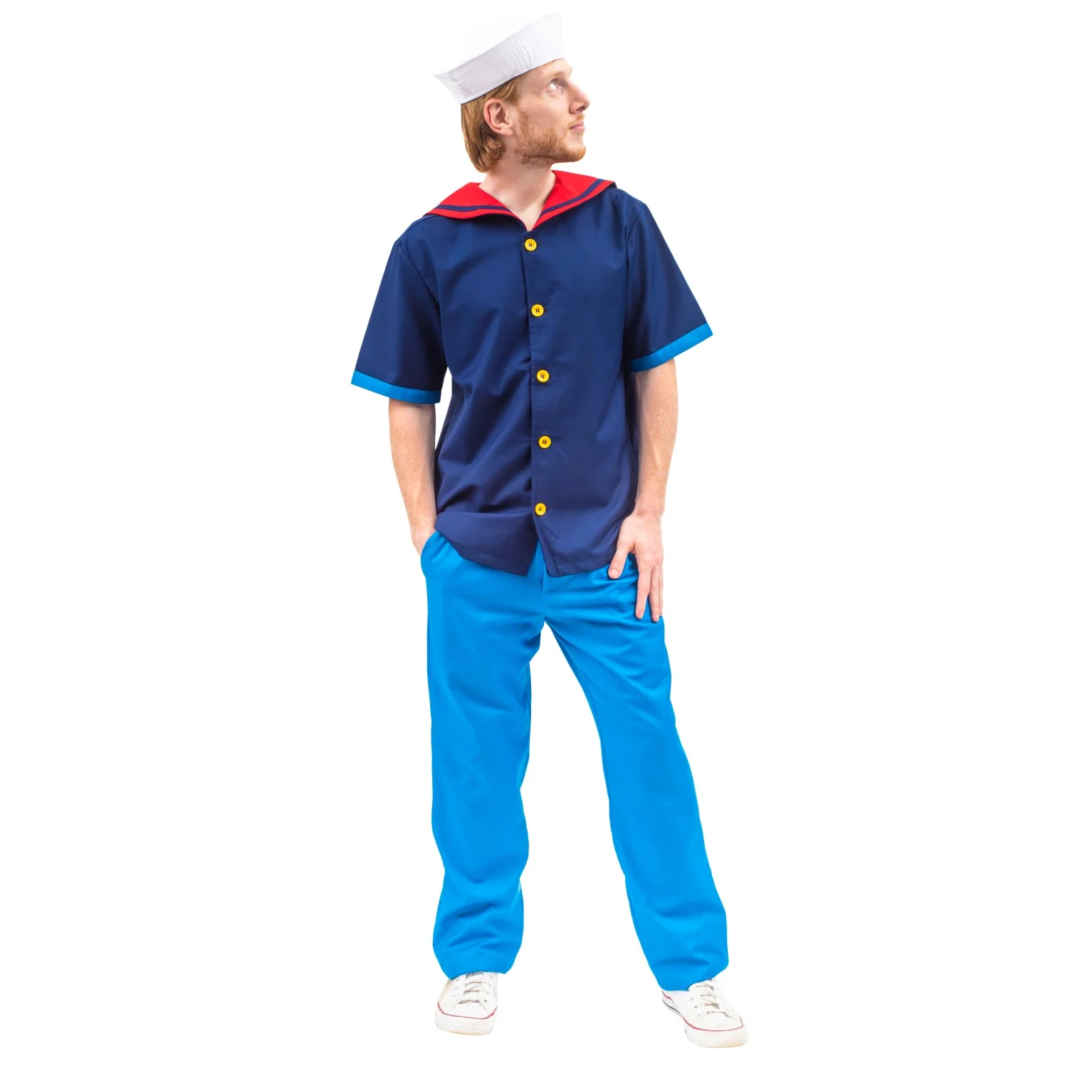 Sailor Man Adult Halloween Costume Set with Muscle Arms Spinach Captain Cosplay - Image 3