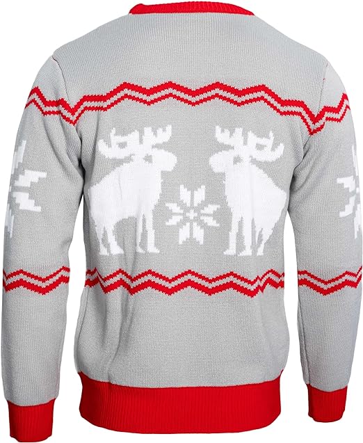 Santa Claus Snowflakes and Moose Scott Sweater - Image 2